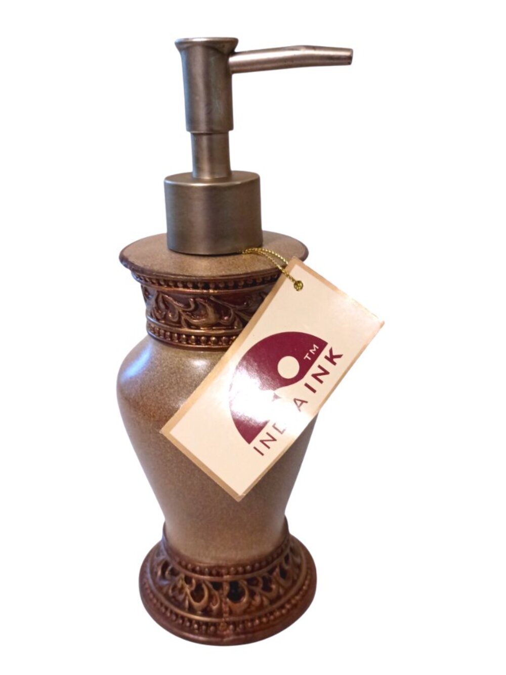 India Ink Lotion Soap Dispense Bathroom Kitchen Rustic Stone Look Bronze Resin